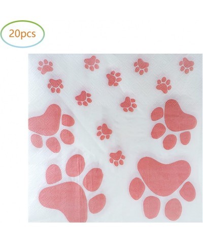 Girl Puppy Paw Prints Birthday Party Supplies 20 Plates and 20 Napkins Dog Paw Prints Theme Birthday Party Decorations for Ki...