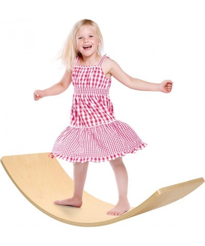 Wooden Wobble Balance Board for Kids 32 Inch Natural Wood Rocker Board Toddler Open Ended Learning Toy Yoga Curvy Board for A...