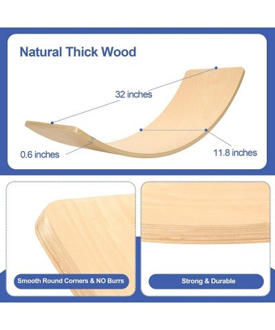 Wooden Wobble Balance Board for Kids 32 Inch Natural Wood Rocker Board Toddler Open Ended Learning Toy Yoga Curvy Board for A...