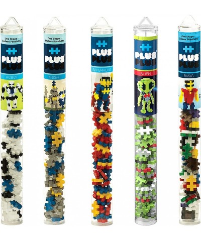 Figures 5 Piece Playset Bundle 70 pc Tubes - Construction Building Stem / Steam Toy Interlocking Mini Puzzle Blocks for Kids ...