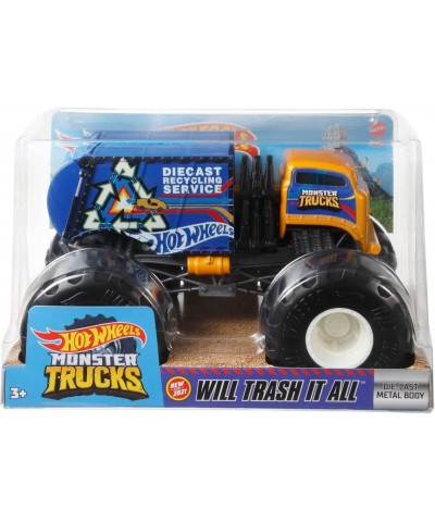 Hotwheels Monster Trucks Trash It All [Blue/Orange] Recycling Truck 1:24 Scale $56.25 Kids' Play Trucks