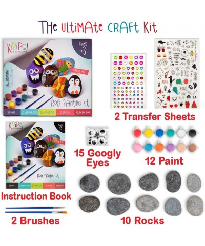 Rock Painting Kit for Kids - DIY Arts and Crafts Set for Girls Boys Ages 3 4 5 and Up - Fun Outdoor Activities w/10 Stones 12...