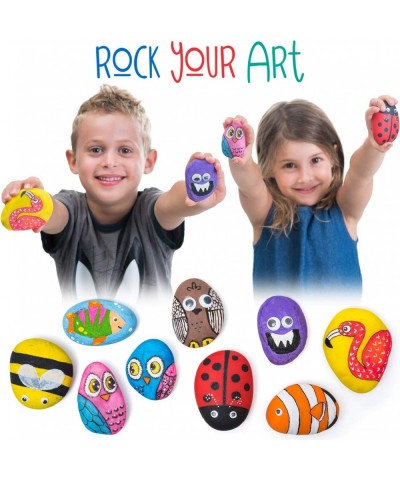 Rock Painting Kit for Kids - DIY Arts and Crafts Set for Girls Boys Ages 3 4 5 and Up - Fun Outdoor Activities w/10 Stones 12...