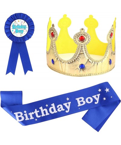 Birthday King Crown Birthday Boy Sash and Button Pins Boy Birthday Party Dress-Up Supplies Birthday Boy Party Accessory Set f...