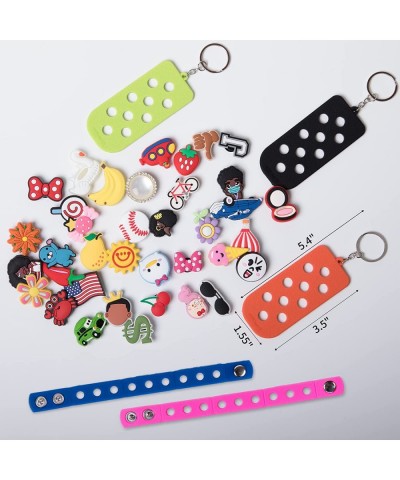 50 Pcs Rondom Shoe Charms for Wristband Bracelet Clog with Holes 2 Bracelets and 1 Keychain for Men Women Adult Kids Boys Gir...