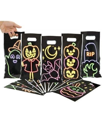 72 Pcs Halloween Neon Treat Bags with 12 Characters Halloween Candy Cookie Bags Small Trick or Treat Bags for Halloween Party...