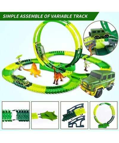 Dinosaur Toys for Kids 3-5-7 Dinosaur World Race Track Toys for 3 4 5 6 7 Year Old Boys Magic Track Playset Dinosaurs Race Ca...