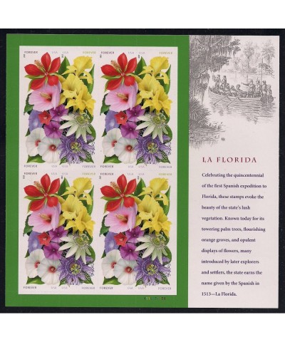 Forever Flowers Stamps - Sheet of 16 La Florida postage stamps $47.48 Collectibles Display & Storage