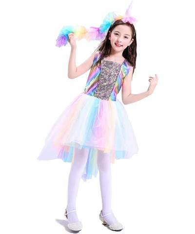 Girls Rainbow Unicorn Costume Halloween Princess Unicorn Dress Up Includes Headband $14.46 Kids' Costumes