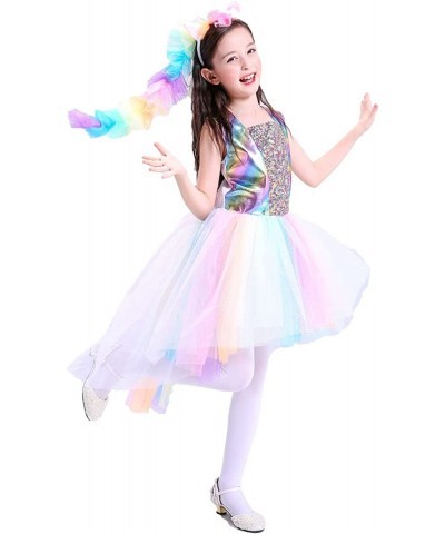 Girls Rainbow Unicorn Costume Halloween Princess Unicorn Dress Up Includes Headband $14.46 Kids' Costumes