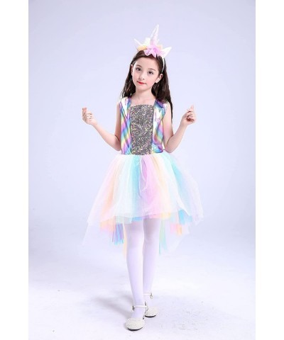 Girls Rainbow Unicorn Costume Halloween Princess Unicorn Dress Up Includes Headband $14.46 Kids' Costumes