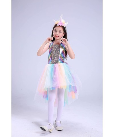 Girls Rainbow Unicorn Costume Halloween Princess Unicorn Dress Up Includes Headband $14.46 Kids' Costumes