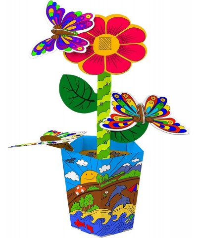 3D Puzzles for Kids - DIY Flower Craft Paint Kit - Unique for Kids - 3D Puzzle Toys Box Birthday Gift - Coloring Puzzle Set f...