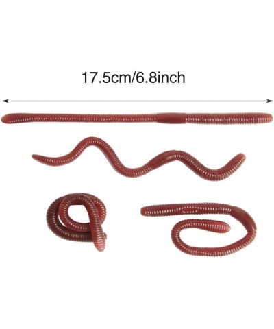 24 Pieces Fake Earthworm Faux Plastic Soft Lifelike Stretchy Rubber Earthworms Trick Toy Fishing Lures Baits for Halloween Ap...