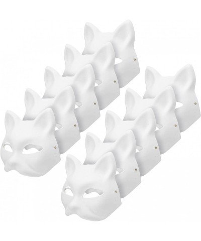 10pcs Cat Masks to Paint Animal Dress Up Masks DIY White Masks Half for Masquerade Halloween Kids Cosplay Masks Costume Party...