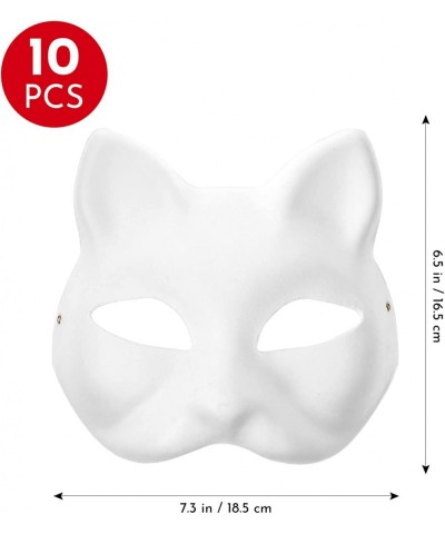 10pcs Cat Masks to Paint Animal Dress Up Masks DIY White Masks Half for Masquerade Halloween Kids Cosplay Masks Costume Party...