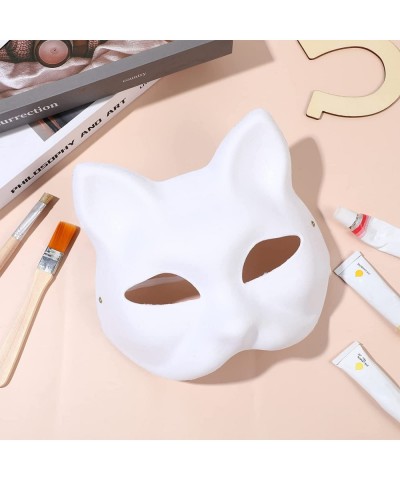 10pcs Cat Masks to Paint Animal Dress Up Masks DIY White Masks Half for Masquerade Halloween Kids Cosplay Masks Costume Party...