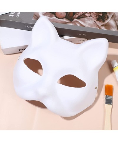 10pcs Cat Masks to Paint Animal Dress Up Masks DIY White Masks Half for Masquerade Halloween Kids Cosplay Masks Costume Party...