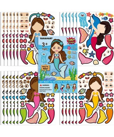 24 Pack Make a Face Stickers - Make Your Own Sticker Mermaid Sticker for Kids Girls DIY Make Creative Mermaids Princess Face ...