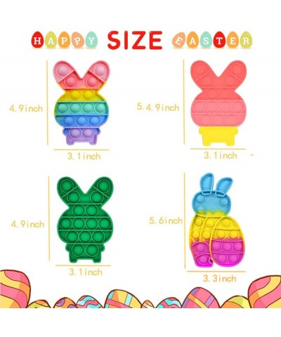 4PCS Easter Bunny Pop Fidget Toys Easter Silicon Pop Sensory Toy Gift for Kids Easter Rabbit Popper Toy Set for School Campin...