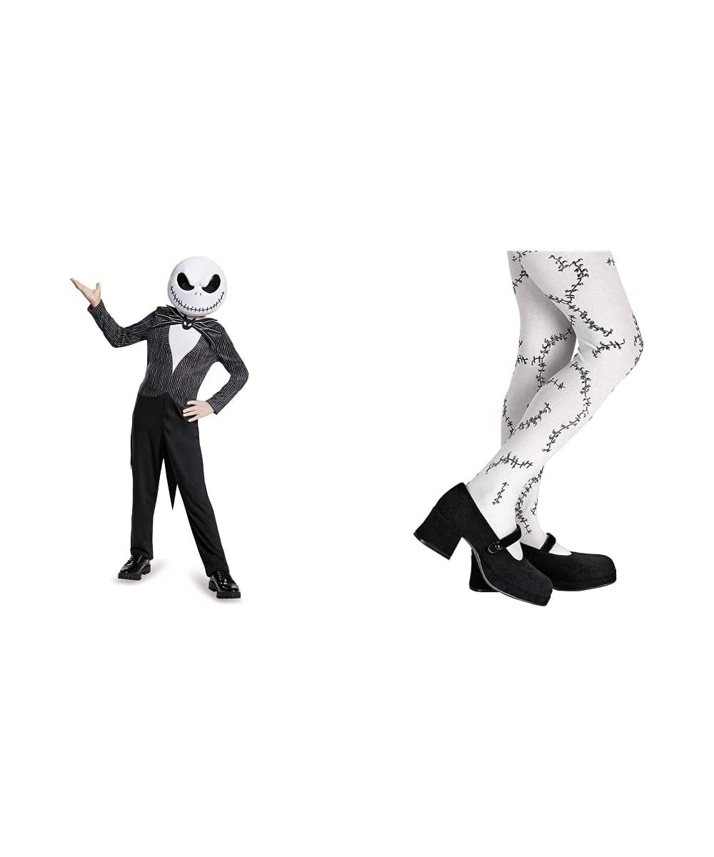 Disney Jack Skellington Nightmare Before Christmas Boys' Costume Black Medium (7-8) & Stitched Child Tights Black and White O...