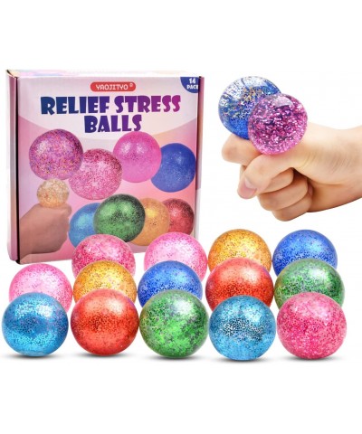 14Pack Stress Ball Set Fidget Toys for Kids and Adults - Sensory Ball Squishy Balls with Gold Powder Water Beads Anxiety Reli...