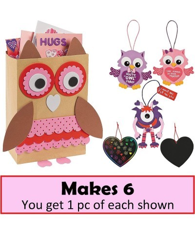 Valentines Craft for Kids (Makes 6) Owl Valentine Card Box Holder Monster Ornament Owl Ornament Heart Magic Scratch - DIY Val...