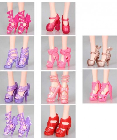 10 Pairs Shoes for Barbie Dolls Barbie Doll Shoes Set Different Assorted Colors High Heeled Shoes Sandals Boots Flat Shoes Ac...