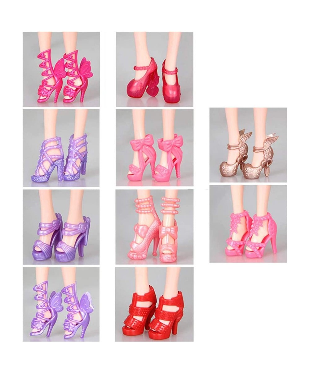 10 Pairs Shoes for Barbie Dolls Barbie Doll Shoes Set Different Assorted Colors High Heeled Shoes Sandals Boots Flat Shoes Ac...