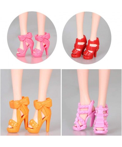 10 Pairs Shoes for Barbie Dolls Barbie Doll Shoes Set Different Assorted Colors High Heeled Shoes Sandals Boots Flat Shoes Ac...