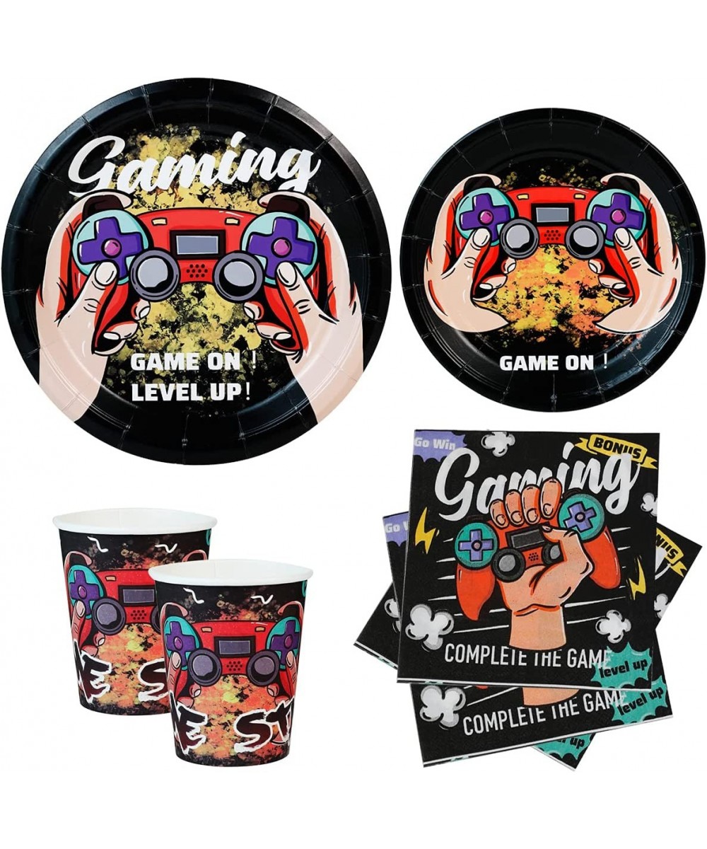 Video Game Birthday Party Supplies Set-16 Guest-Gaming Disposable Tableware Kit for boys Include gamer Paper Plates Cups Napk...