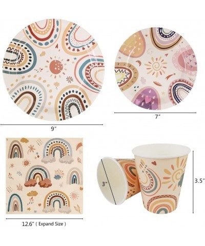 Boho Rainbow Party Pack Serves 16 Guest -Including Dinner Plates Luncheon Napkins and Cups Supply Tableware Set Kit for Boho ...