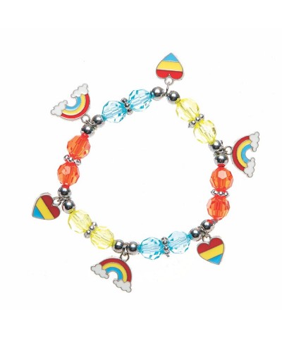 FE111 Rainbow Charm Bracelet Kits - Pack of 3 Perfect for Kids Jewelry Making Activities Bead Art Activities or Party Craftin...