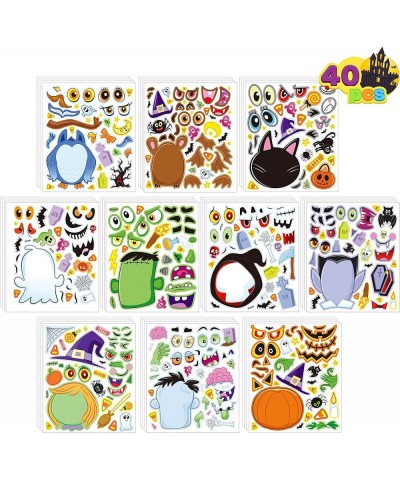 40 PCS Make-a-face Sticker Sheets Make Your Own Halloween Characters Mix and Match Sticker Sheets with Witch Frankenstein Gho...