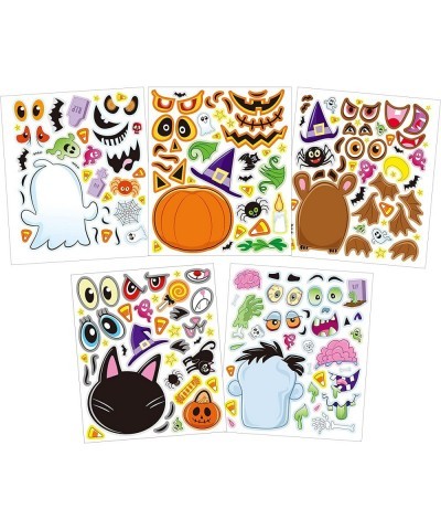 40 PCS Make-a-face Sticker Sheets Make Your Own Halloween Characters Mix and Match Sticker Sheets with Witch Frankenstein Gho...