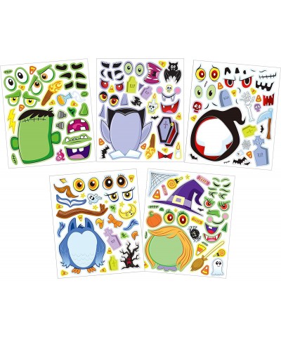 40 PCS Make-a-face Sticker Sheets Make Your Own Halloween Characters Mix and Match Sticker Sheets with Witch Frankenstein Gho...