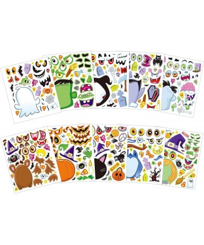 40 PCS Make-a-face Sticker Sheets Make Your Own Halloween Characters Mix and Match Sticker Sheets with Witch Frankenstein Gho...