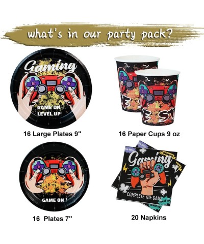 Video Game Birthday Party Supplies Set-16 Guest-Gaming Disposable Tableware Kit for boys Include gamer Paper Plates Cups Napk...