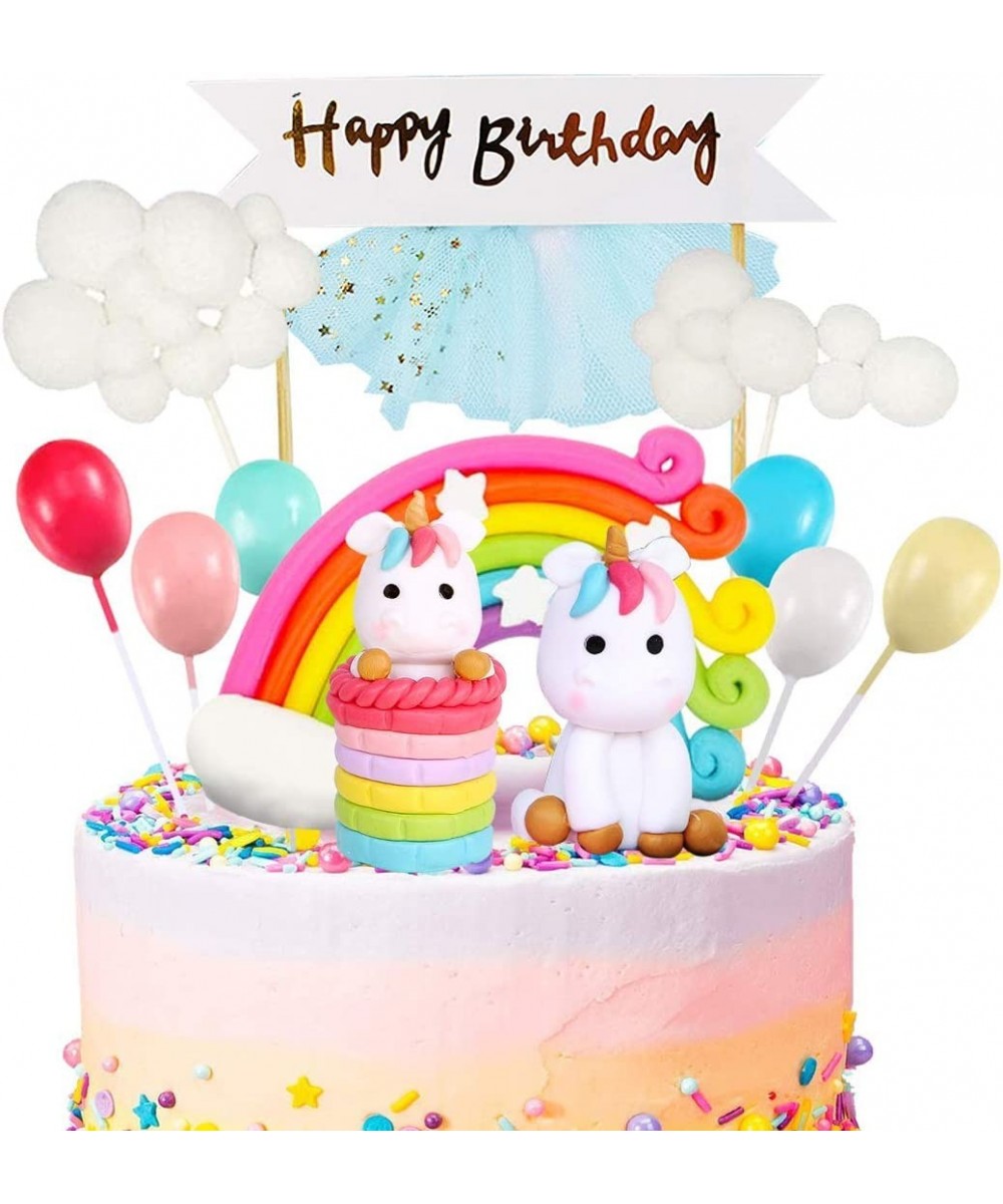 Unicorn Cake Topper Kit Cloud Rainbow Balloon Happy Birthday Banner Cake Decoration Pack of 12 For Boys Girls Kids Birthday $...