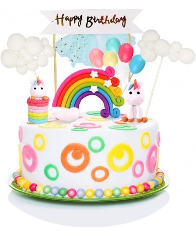 Unicorn Cake Topper Kit Cloud Rainbow Balloon Happy Birthday Banner Cake Decoration Pack of 12 For Boys Girls Kids Birthday $...