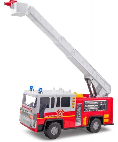 Playkidiz 15" Fire Truck Toy for Kids with Lights and Siren Sounds Classic Red and White Rolling Emergency Vehicle Interactiv...