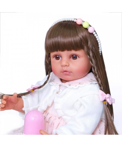 Reborn Baby Dolls Vinyl Full Body Tan Skin African American 22 inches Realistic Black Biracial Girl Reborn Toddler Doll Long ...