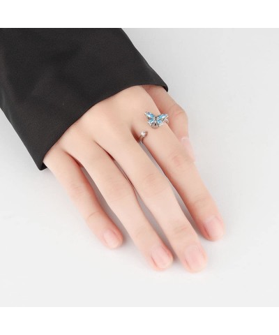 to My Granddaughter Butterfly Fidget Ring S925 Sterling Silver Adjustable Decompression Anti-Stress Anxiety Ring for Women Gi...