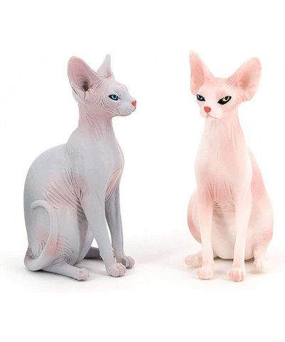 Simulated Hairless Cat Model Figure Toy 2 Pcs Realistic Sphynx Hairless Cat Figurines Collection Playset Science Educational ...