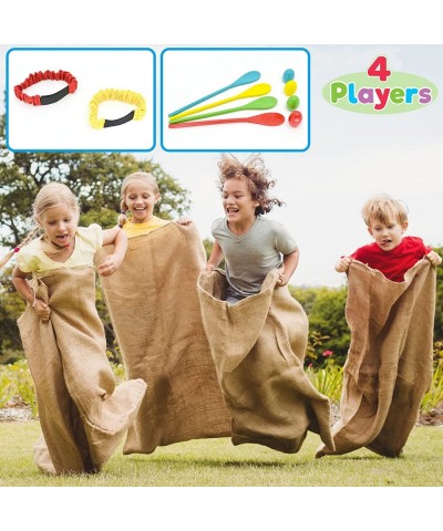 4 Players Outdoor Lawn Games Potato Sack Race Bags Egg and Spoon Race Games Legged Relay Race Bands Elastic Tie Rope for All ...