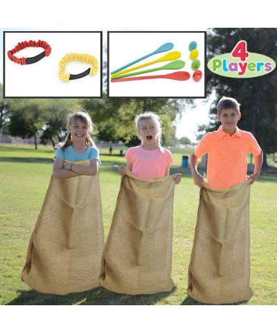 4 Players Outdoor Lawn Games Potato Sack Race Bags Egg and Spoon Race Games Legged Relay Race Bands Elastic Tie Rope for All ...