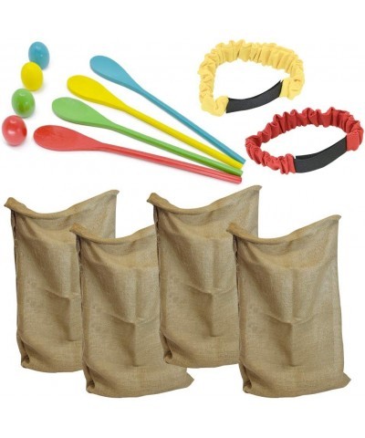 4 Players Outdoor Lawn Games Potato Sack Race Bags Egg and Spoon Race Games Legged Relay Race Bands Elastic Tie Rope for All ...