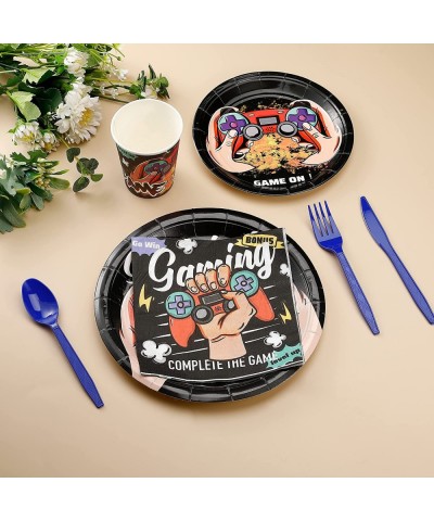 Video Game Birthday Party Supplies Set-16 Guest-Gaming Disposable Tableware Kit for boys Include gamer Paper Plates Cups Napk...