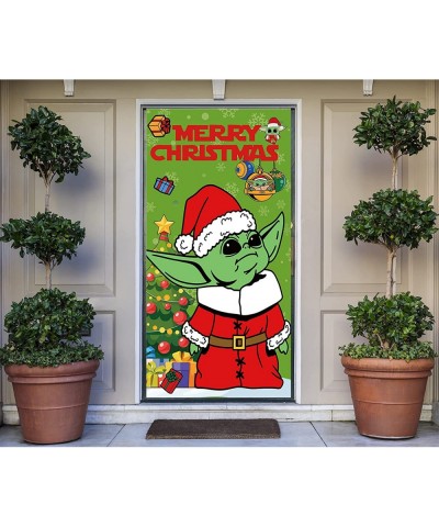 Baby Yo-da Christmas Door Cover Christmas Decoration Banner Star Crazy Wars Christmas Porch Sign for Indoor Outside Front Doo...