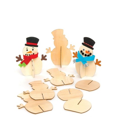 AT158 Wooden Stand-up 3D Snowmen - Pack of 6 Christmas Arts and Crafts $17.15 Kids' Drawing & Writing Boards